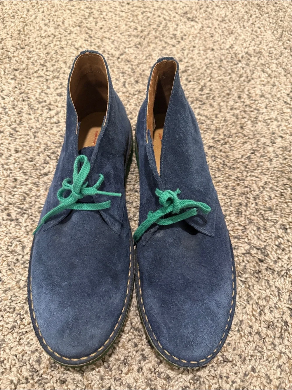 Wally Walker Chukka Boot blue suede with green laces and sole mens EU 44 /11